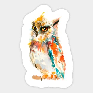 Watercolor Colorful Owl Sticker